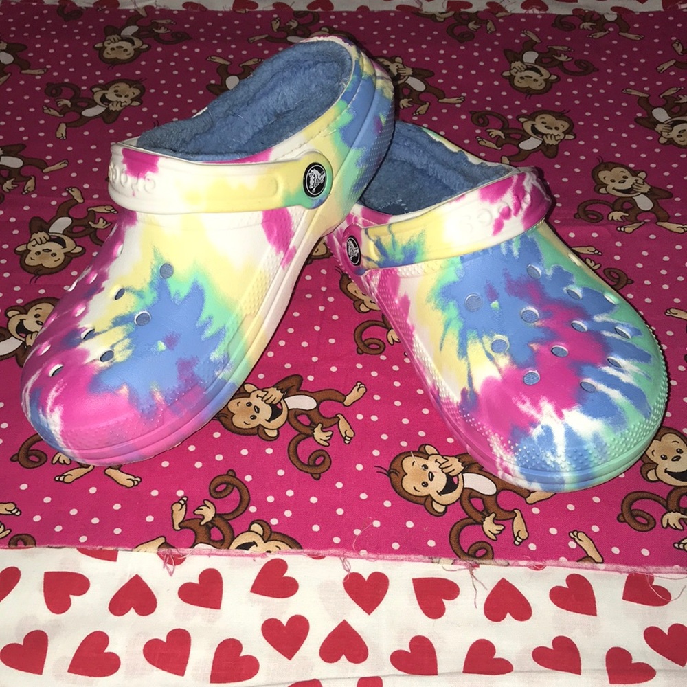 Authentic Rainbow tie-dye crocs shoes